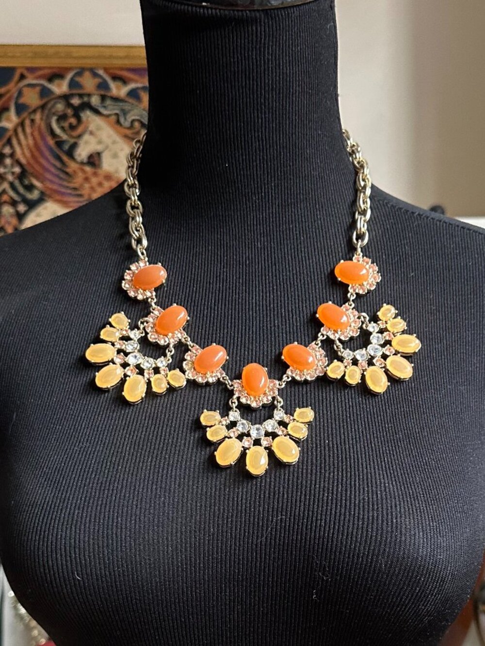 J. CREW STATEMENT NECKLACE 2 SHADES OF CORAL STONES